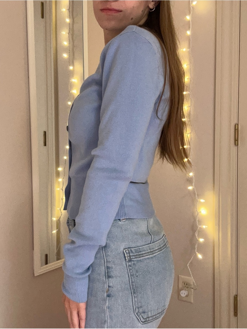 Blue V-Neck Sweater - Picture 4 of 6